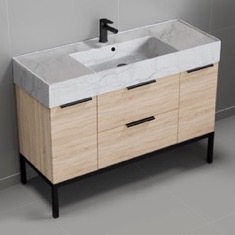 Modern Bathroom Vanity, 48 inch, Marble Style Sink, Free Standing